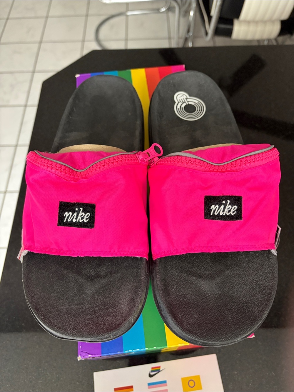 Nike Hot Pink & Black BeTrue Slide Sandals - Picture 9 of 12